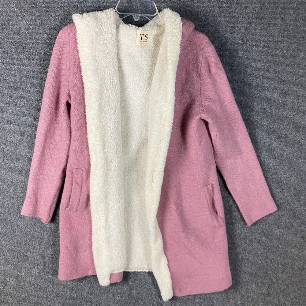Twine and String Cardigan Women's Small Knit Pink Acrylic Blend Hooded S